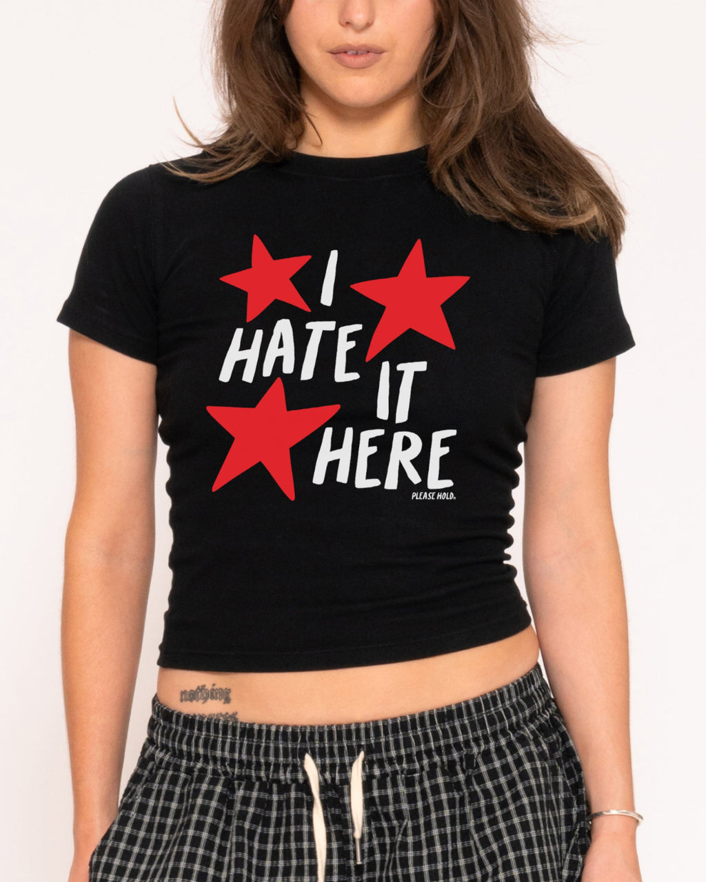 I Hate It Here Black Longline Baby Tee