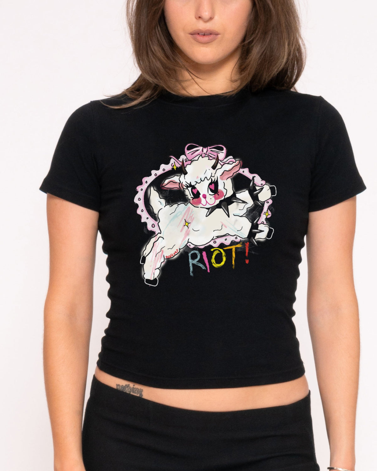 Riot Black Longline Baby Tee