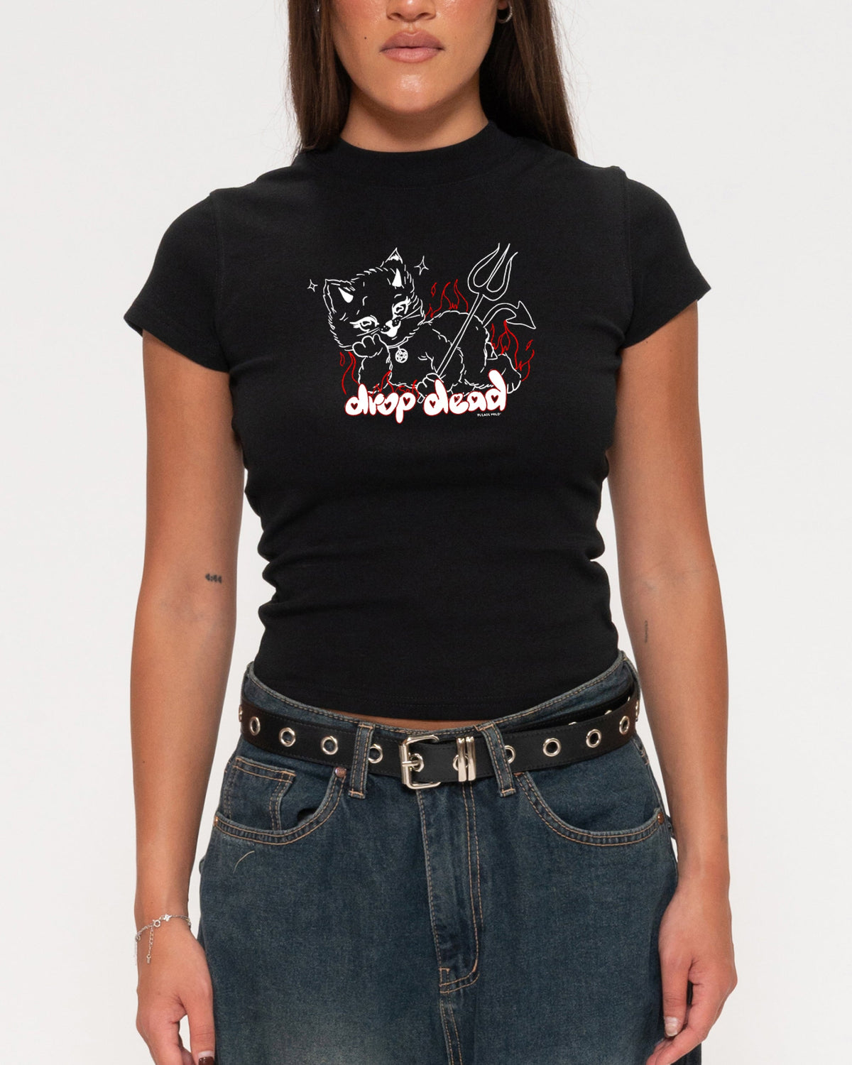 Drop Dead Black Longline Baby Tee