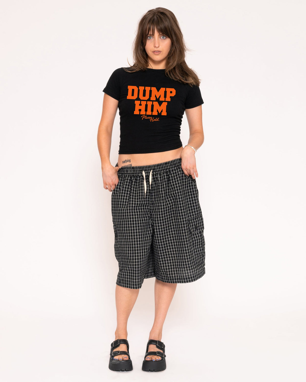 Dump Him Black Longline Baby Tee