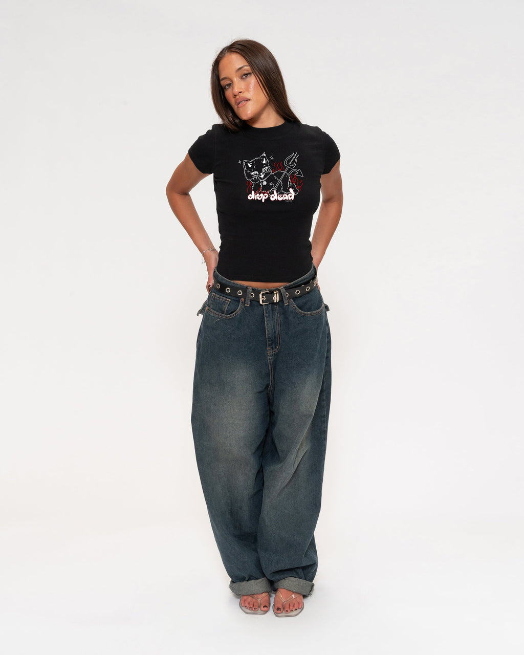 Drop Dead Black Longline Baby Tee
