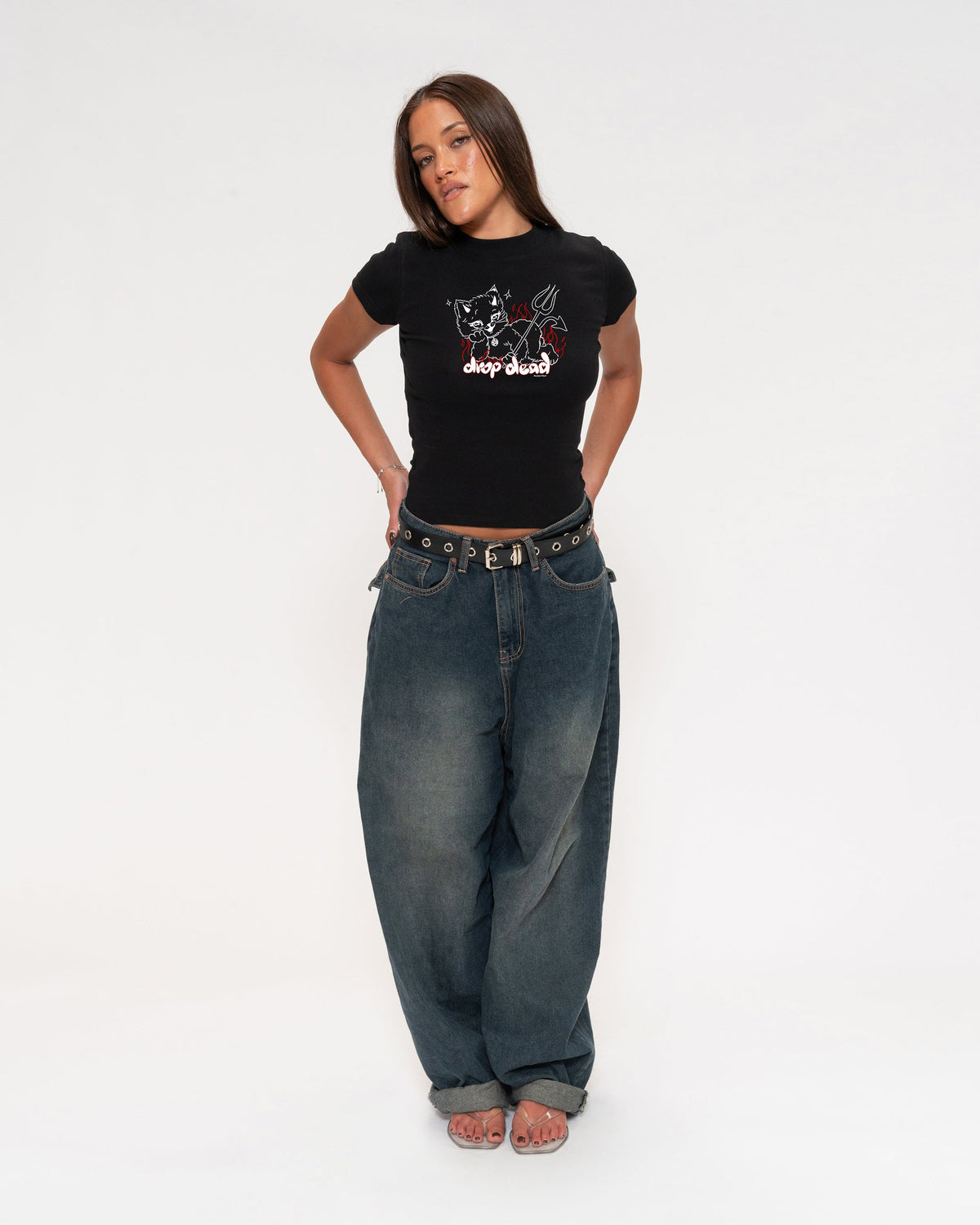 Drop Dead Black Longline Baby Tee