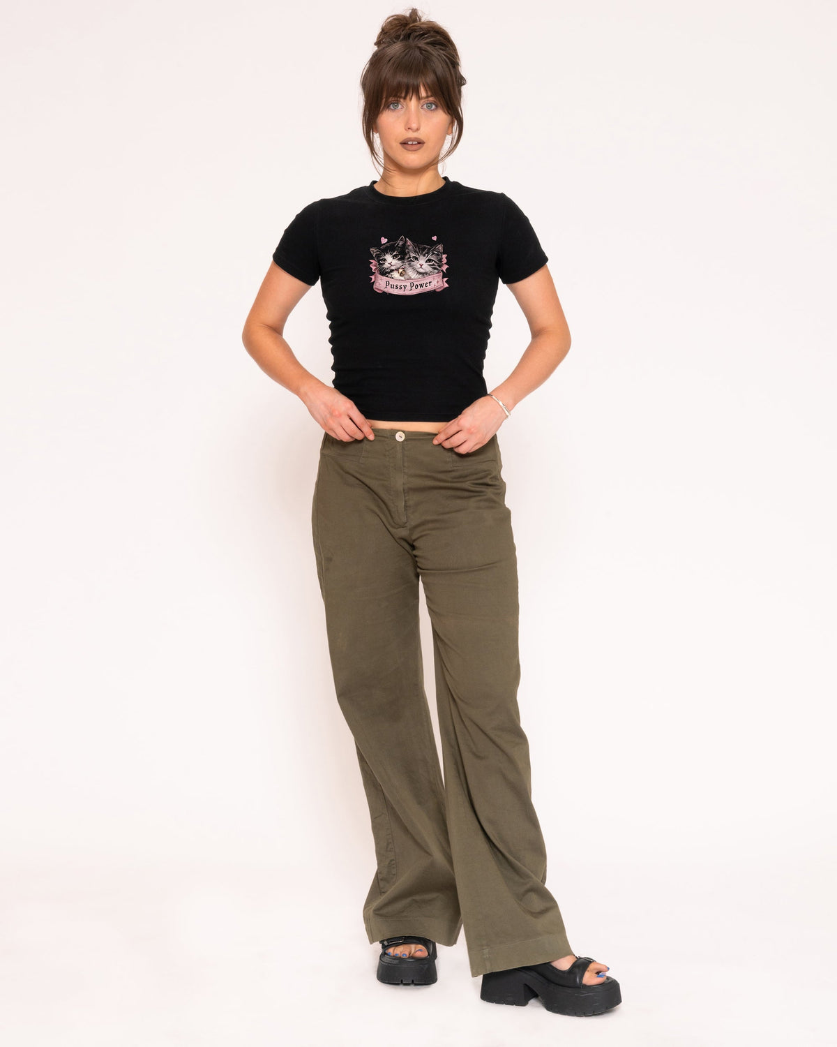 Pussy Power Black Longline Baby Tee