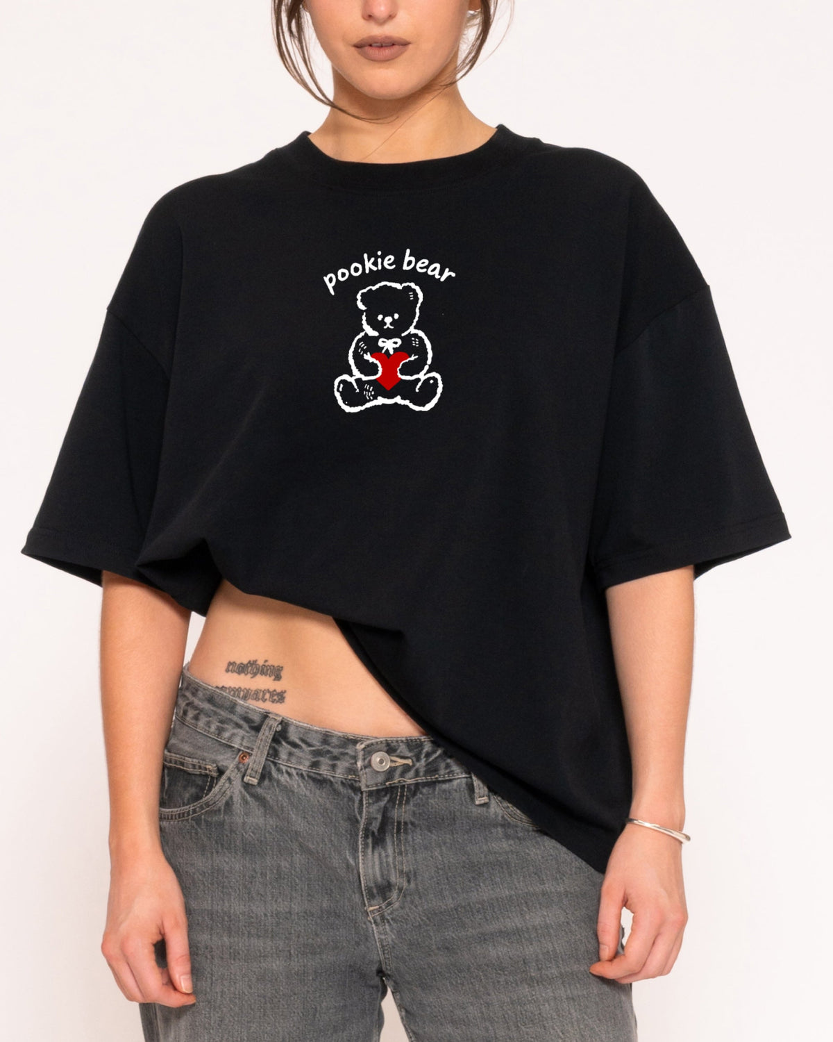 Pookie Bear Black Boxy Crop Tee