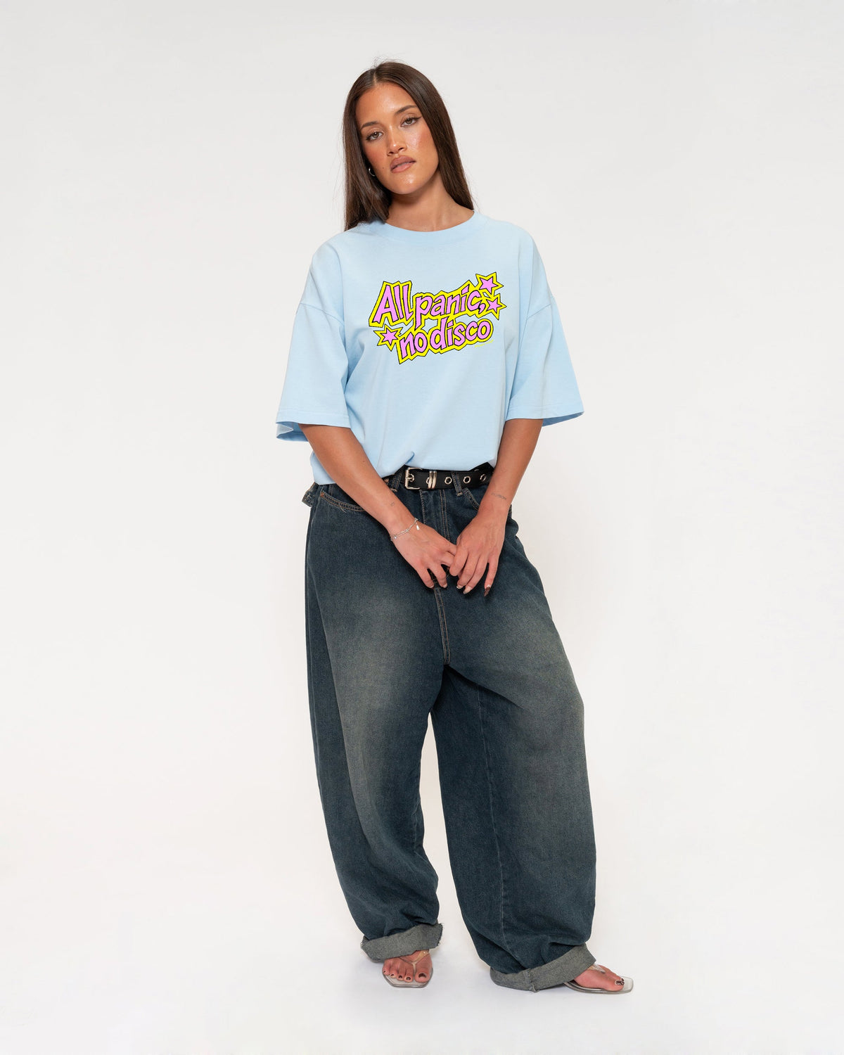 All Panic, No Disco Blue Boxy Crop Tee
