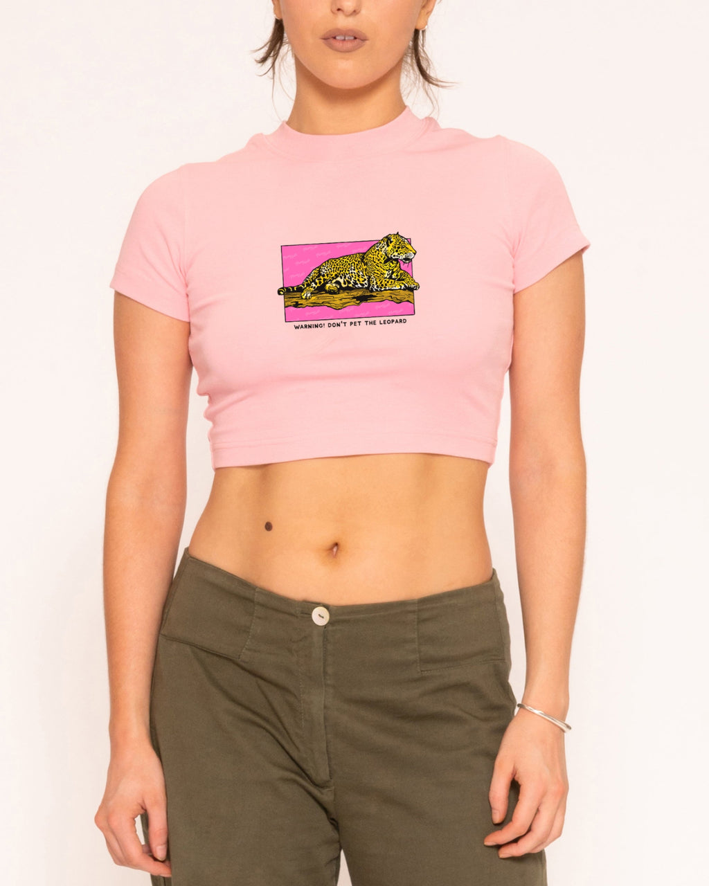 Warning! Don't Pet The Leopard Pink Baby Tee
