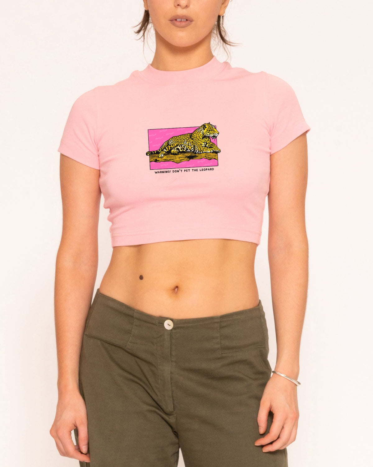 Warning! Don't Pet The Leopard Pink Baby Tee