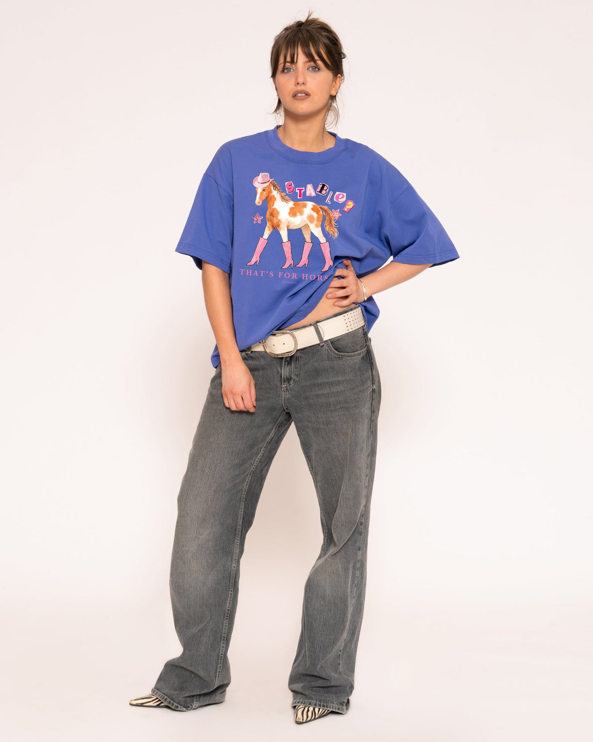Stable? That's For Horses Purple Boxy Crop Tee