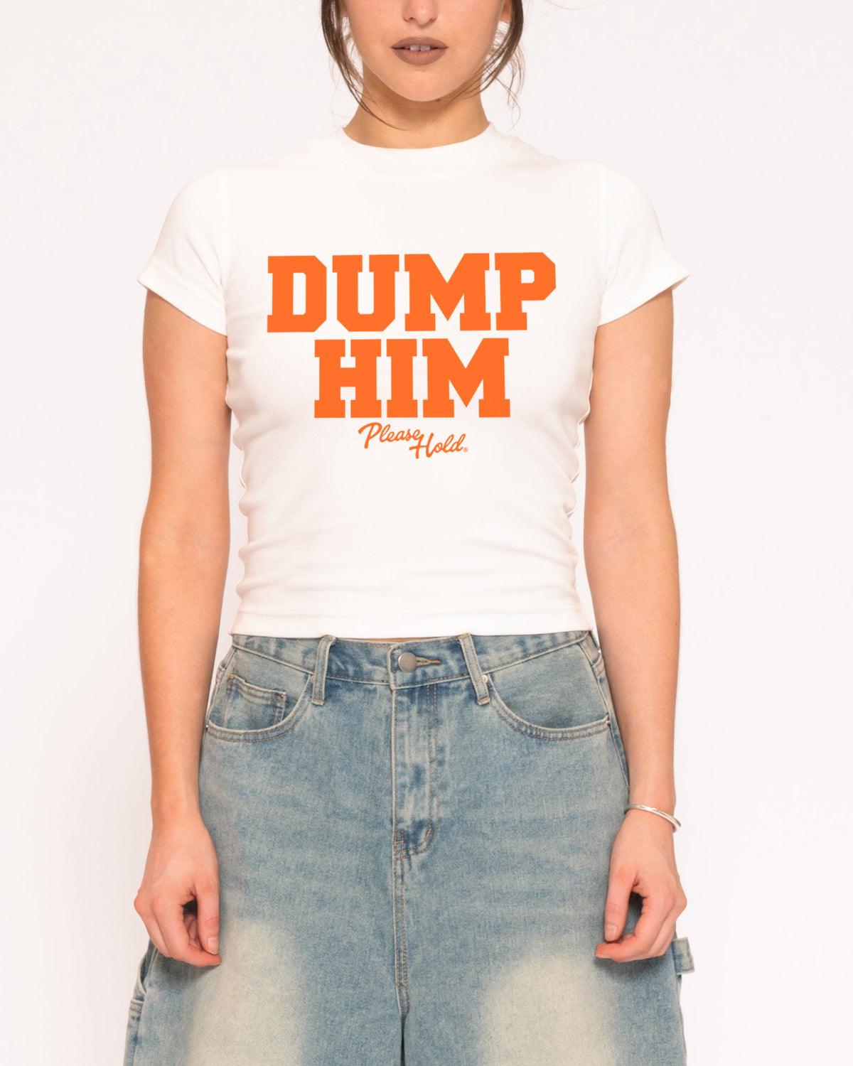 Dump Him White Longline Baby Tee