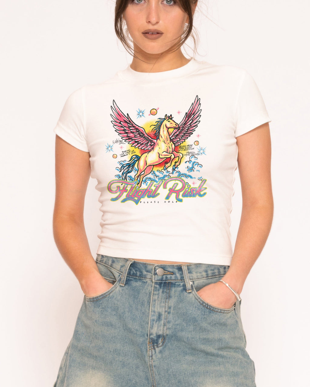 Flight Risk White Longline Baby Tee