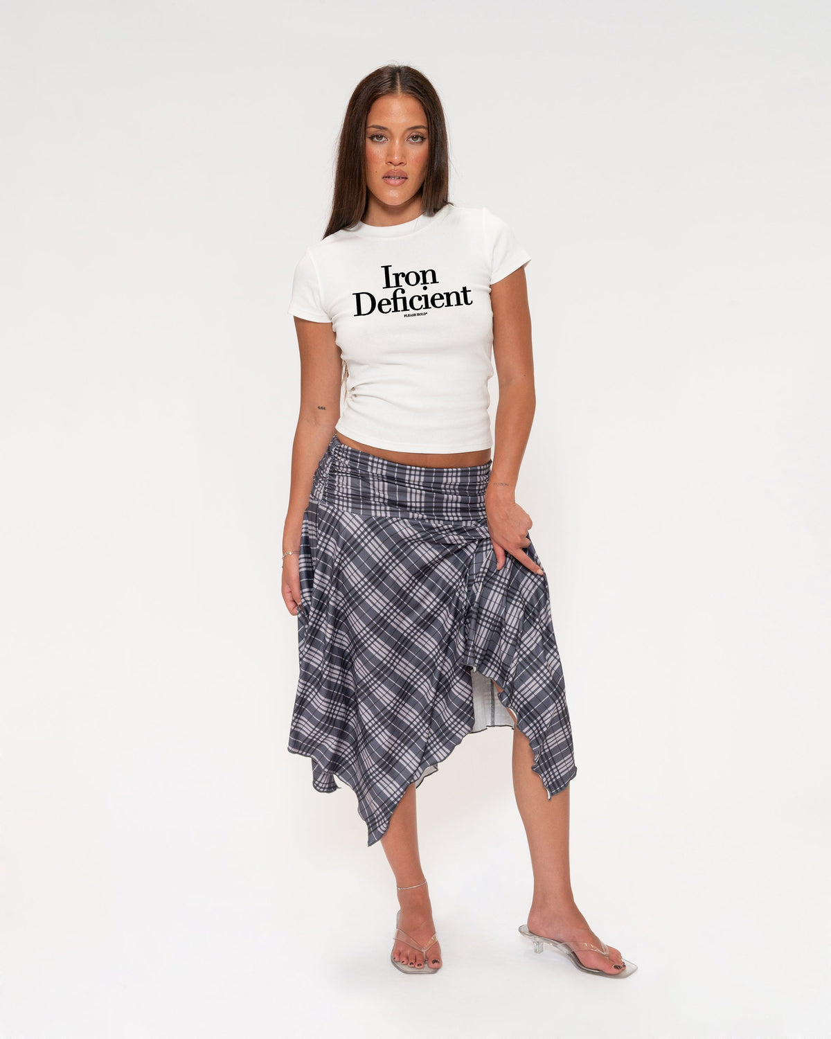 Iron Deficient White Longline Baby Tee