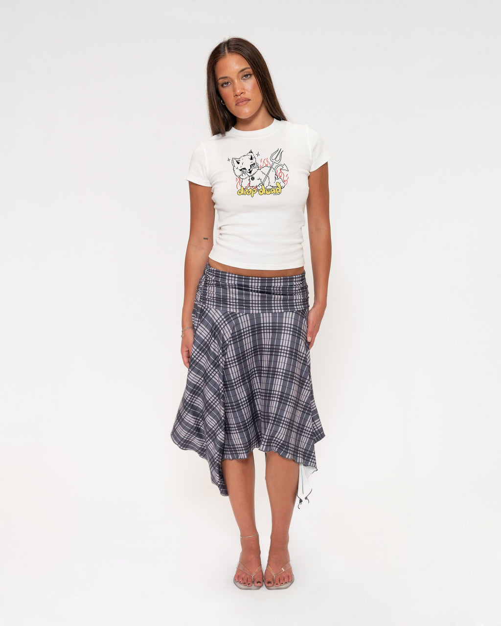 Drop Dead White Longline Baby Tee