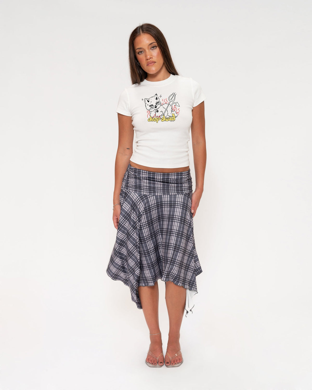Drop Dead White Longline Baby Tee