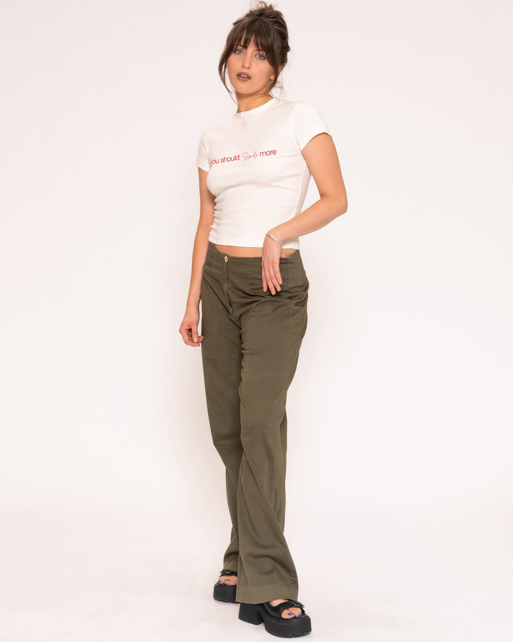 You Should Smile More White Longline Baby Tee