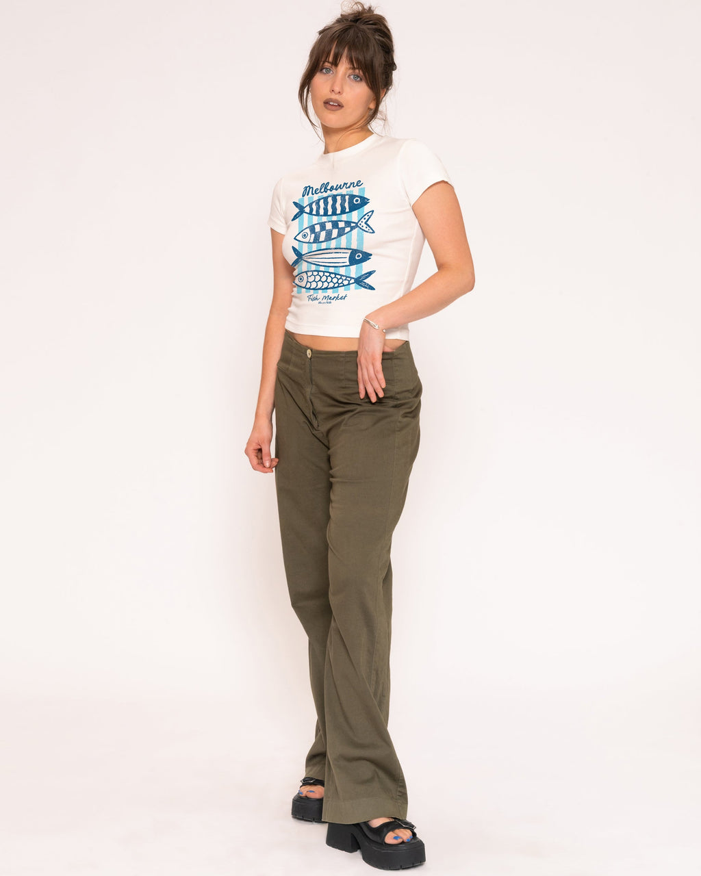 Melbourne Fish Market White Longline Baby Tee