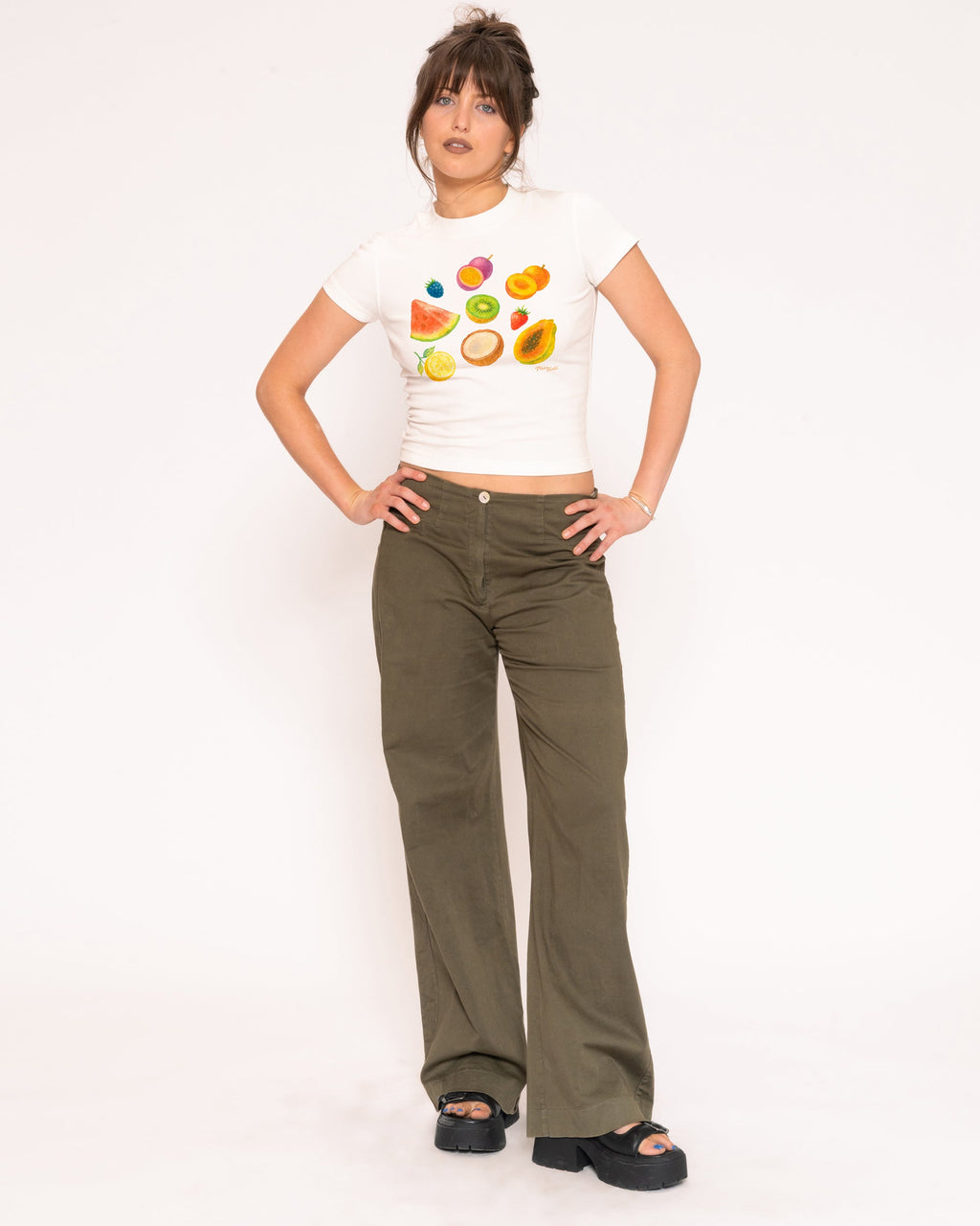 Fruit Platter White Longline Baby Tee