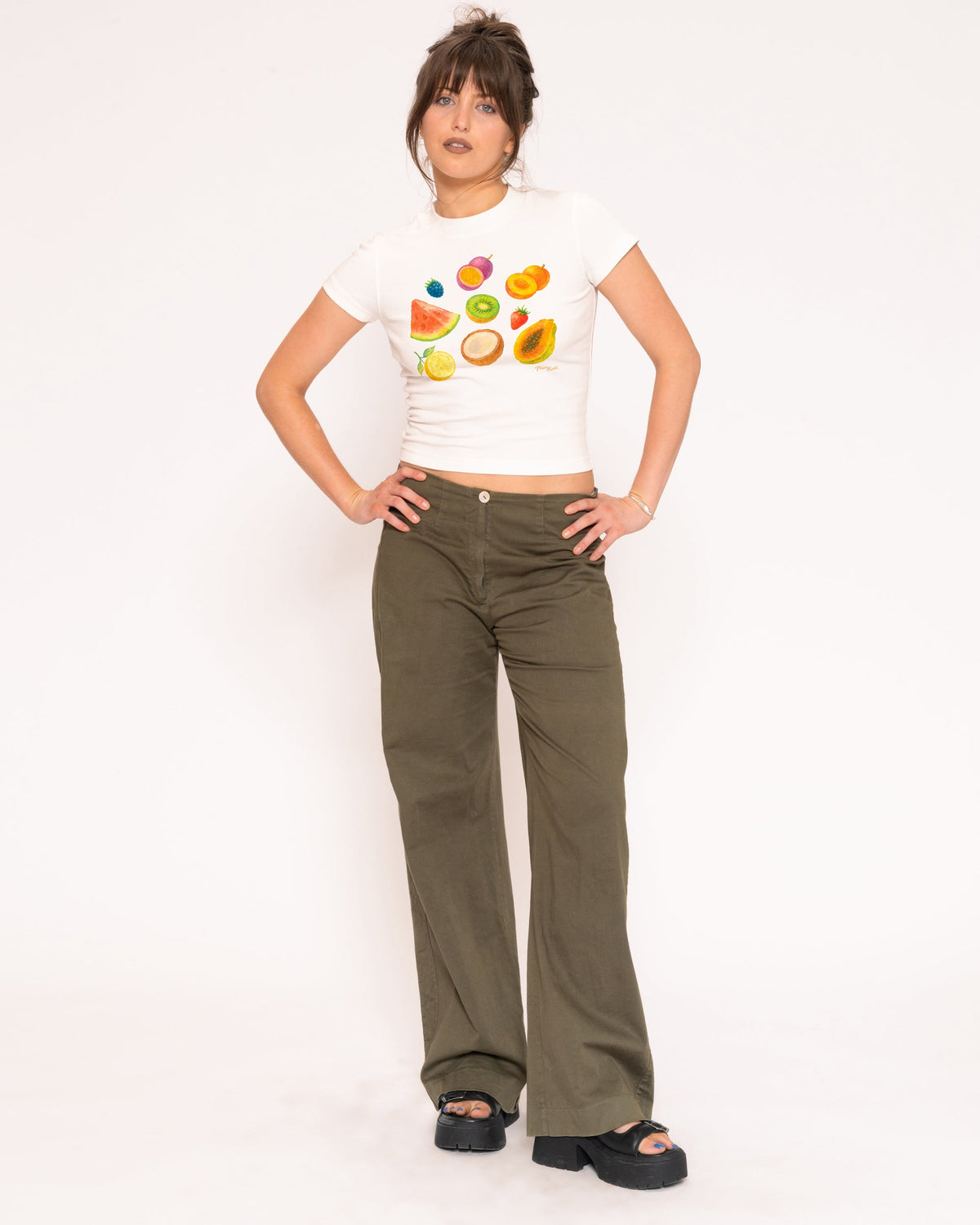 Fruit Platter White Longline Baby Tee