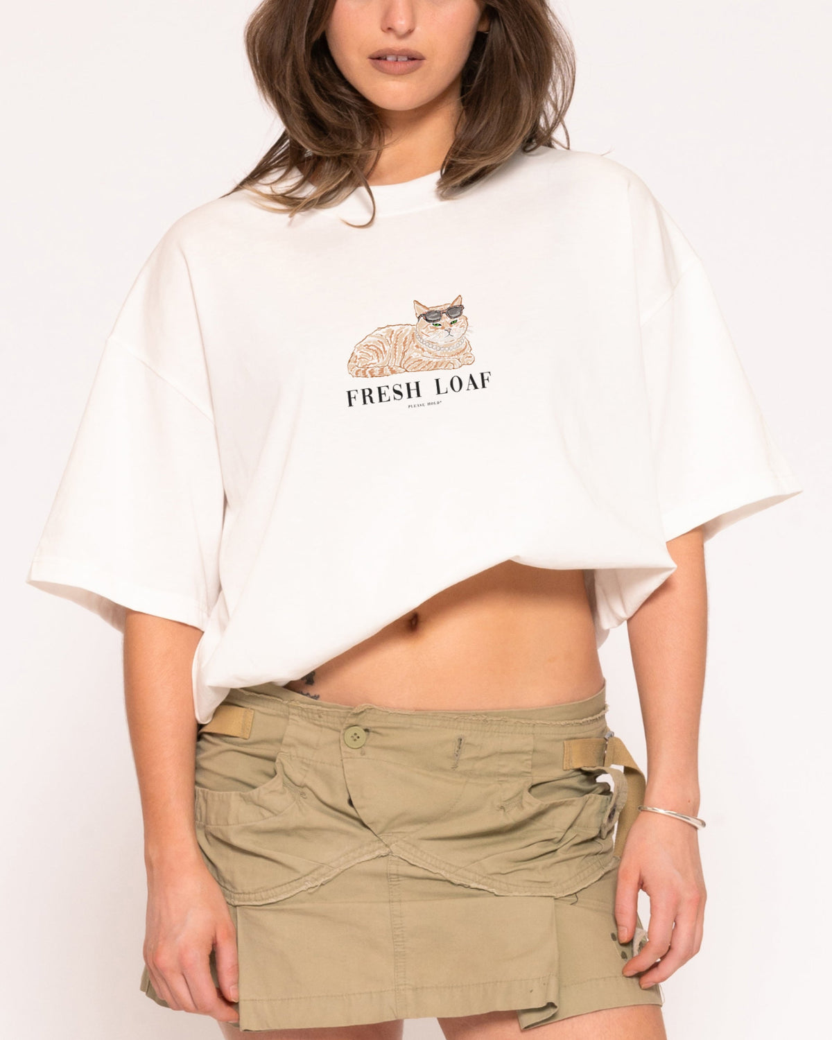 Fancy Fresh Loaf White Boxy Crop Tee