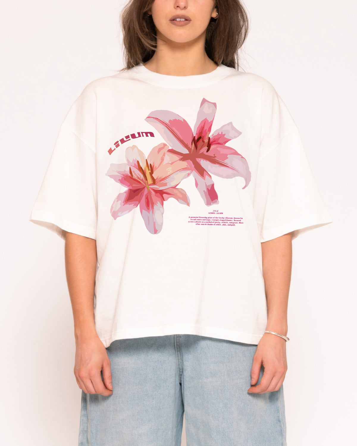Lilium White Boxy Crop Tee