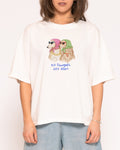 No Thoughts, Just Vibes White Boxy Crop Tee