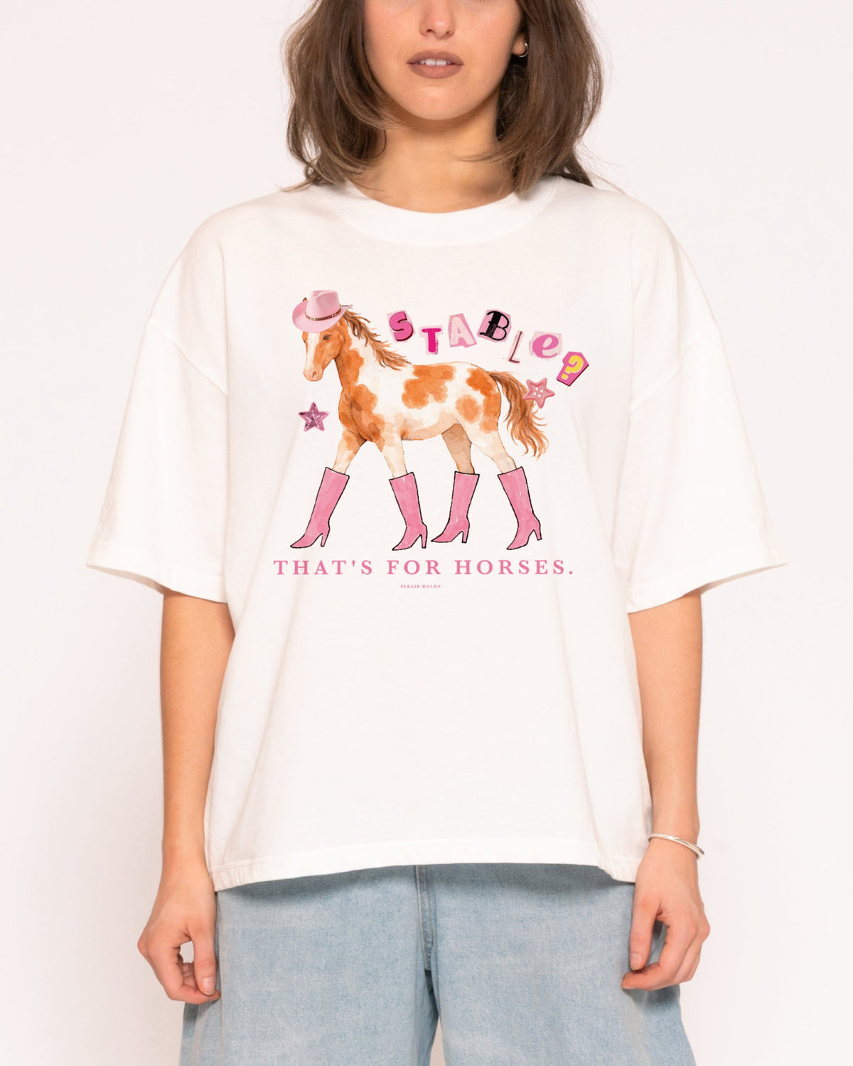 Stable? That's For Horses White Boxy Crop Tee